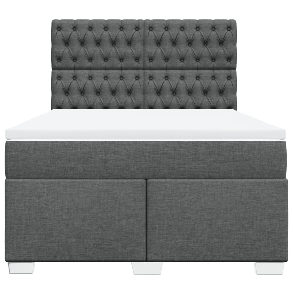 vidaXL Boxspring met matras stof donkergrijs 140x200 cm grijs, foto 4