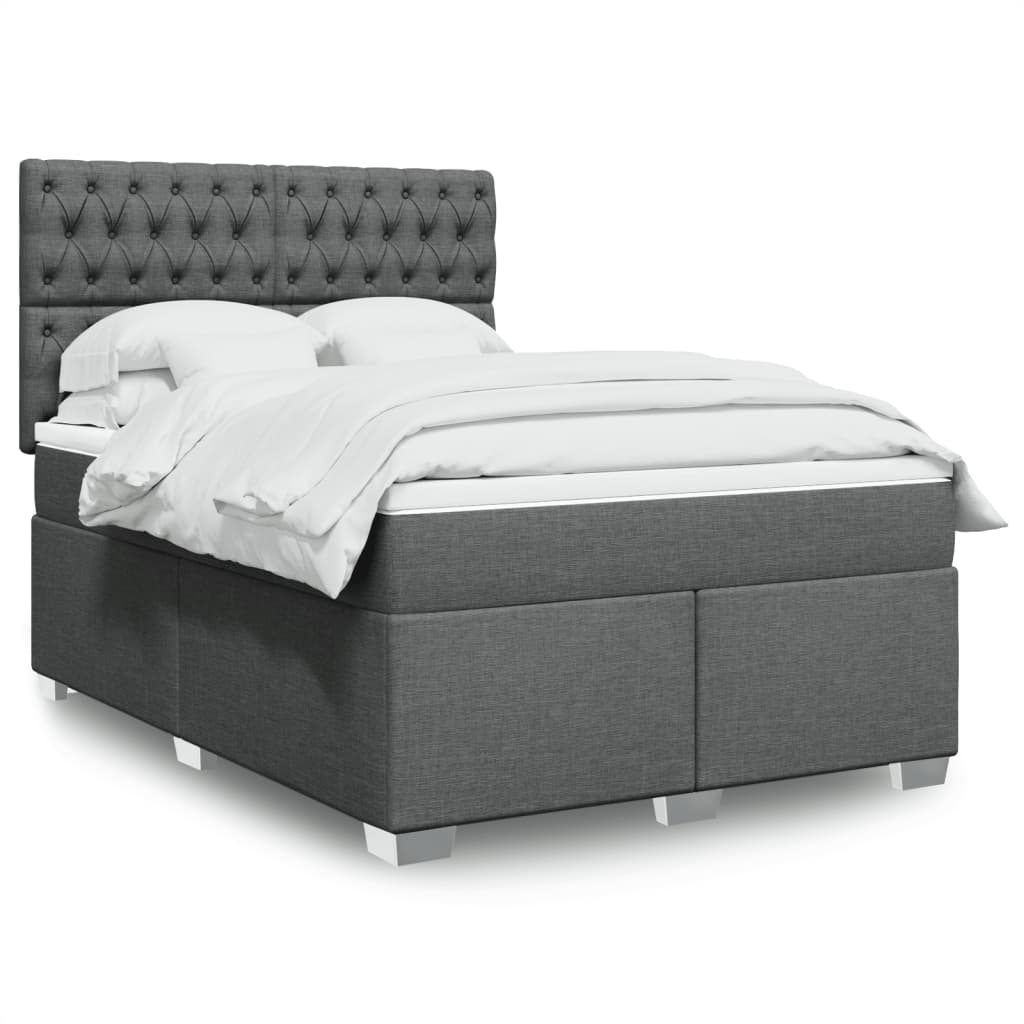 Boxspringbett mit Matratze Dunkelgrau 140×200 cm Stoff