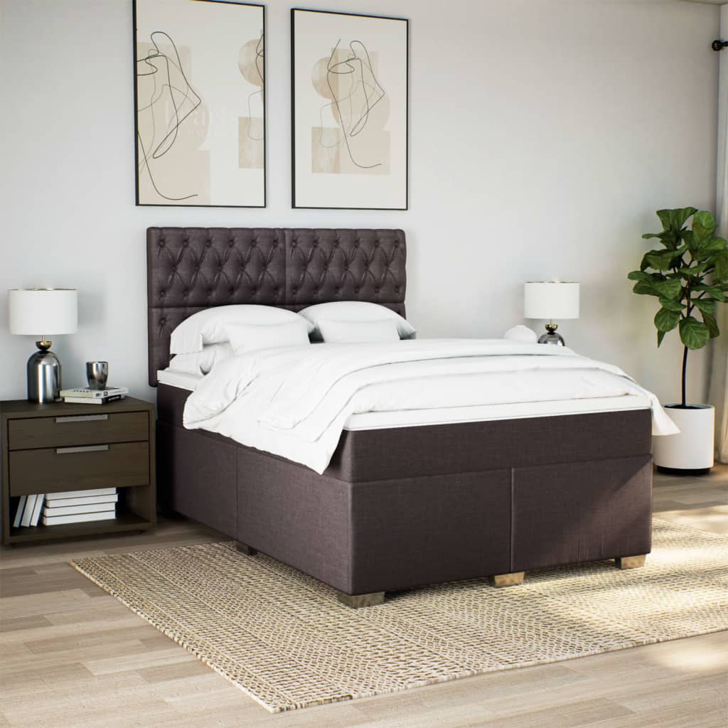 vidaXL Boxspring met matras stof donkerbruin 140x200 cm bruin, foto 2