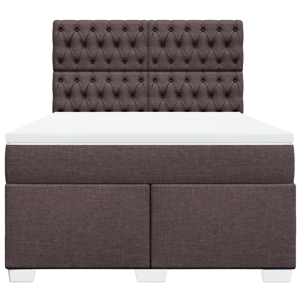 vidaXL Boxspring met matras stof donkerbruin 140x200 cm bruin, foto 4