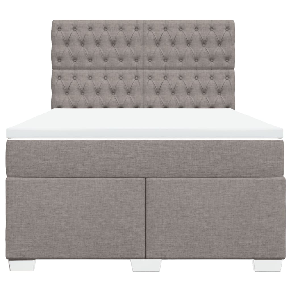 vidaXL Boxspring met matras stof taupe 140x200 cm, foto 4
