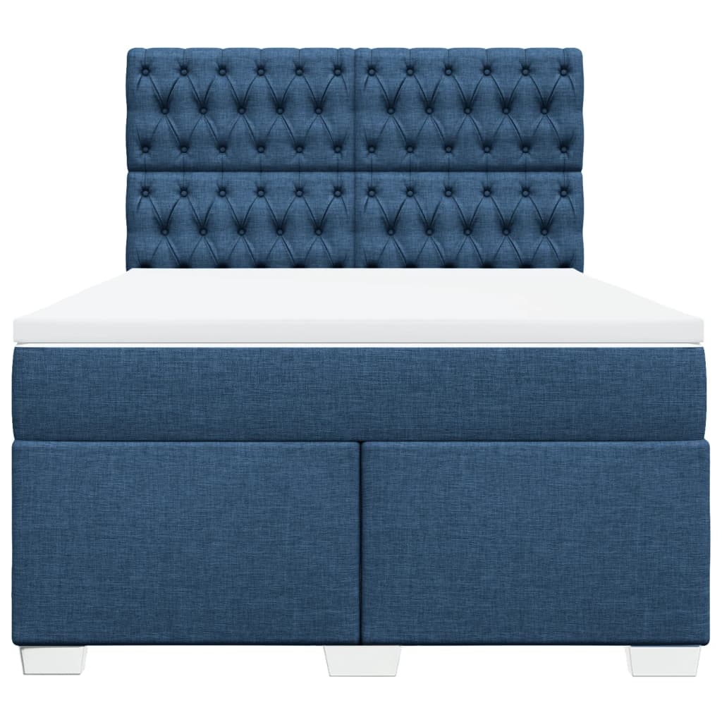 vidaXL Boxspring met matras stof blauw 140x200 cm, foto 4