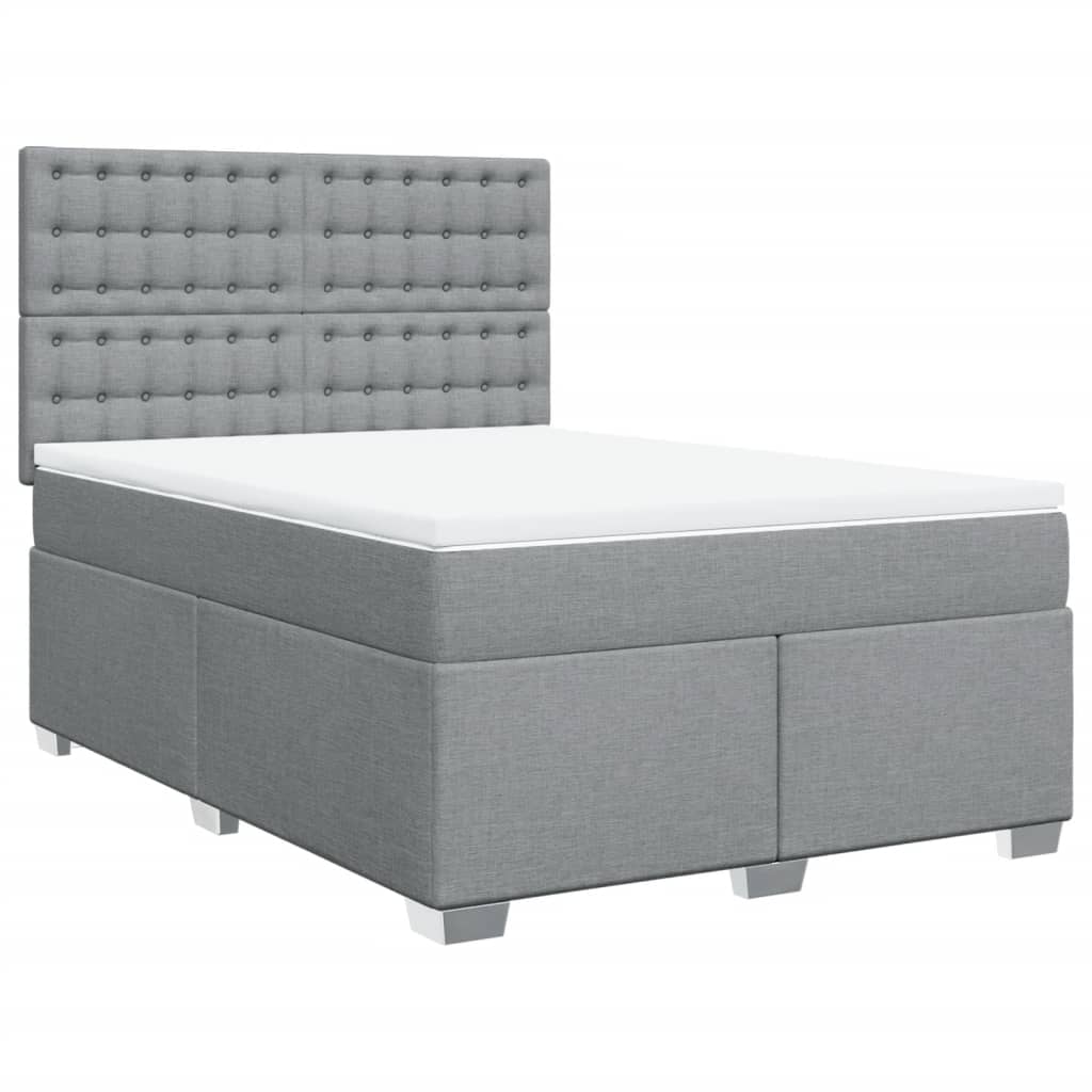 vidaXL Boxspring met matras stof lichtgrijs 140x200 cm grijs, foto 3