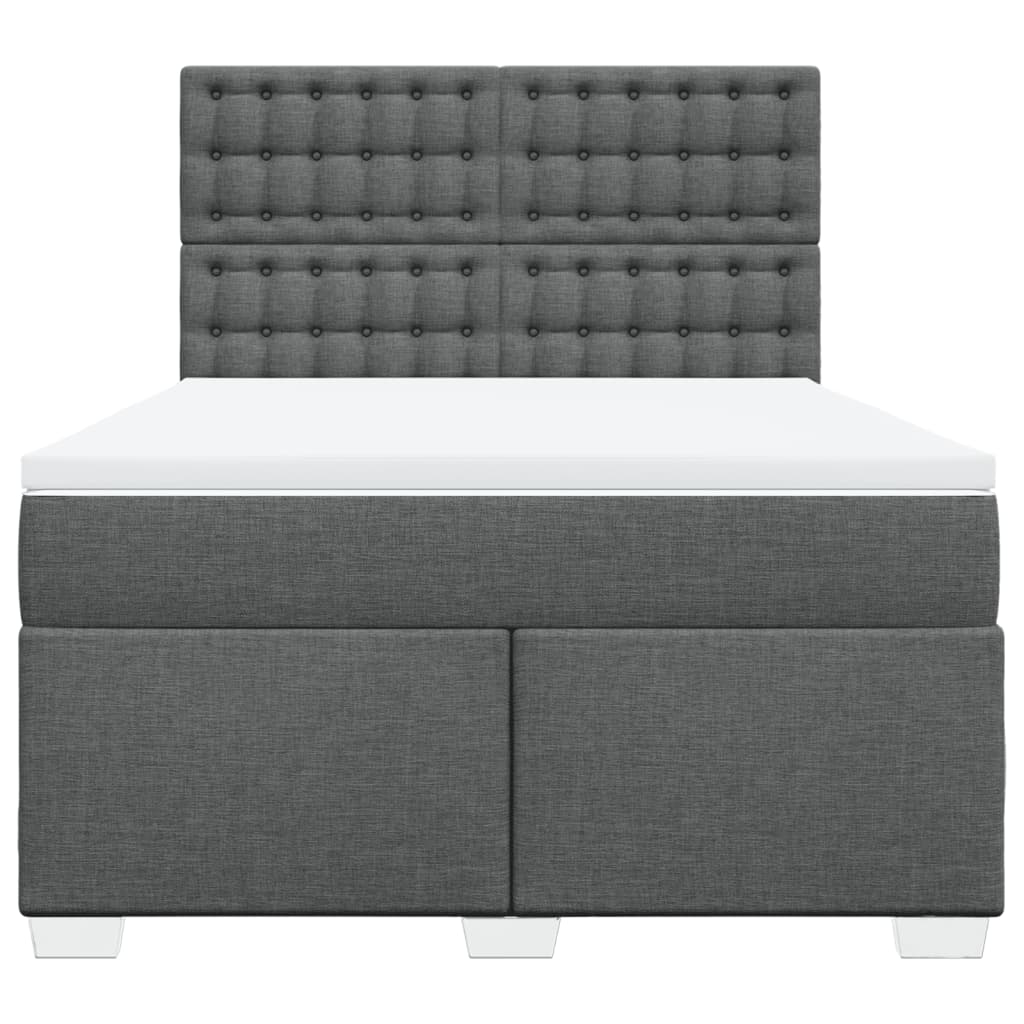 vidaXL Boxspring met matras stof donkergrijs 140x200 cm grijs, foto 4
