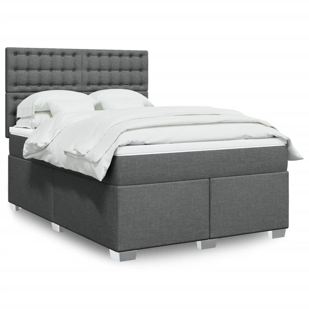 Boxspringbett mit Matratze Dunkelgrau 140×200 cm Stoff