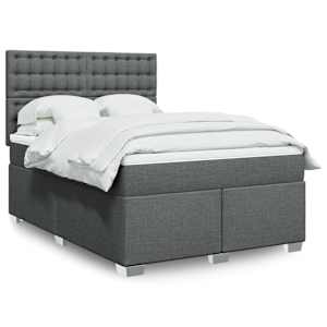Box spring postel s matrací tmavě šedá 140x200 cm textil - obrázek 1