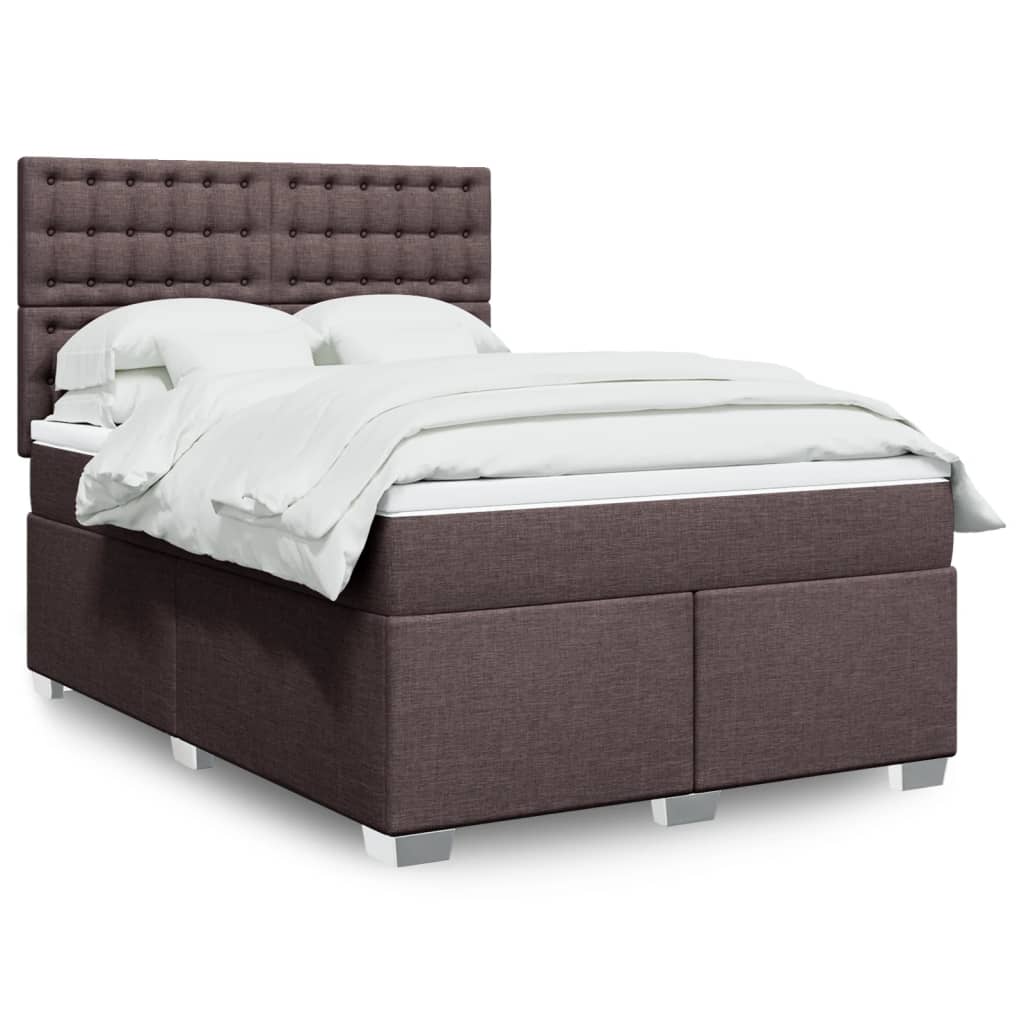 Boxspringbett mit Matratze Dunkelbraun 140×200 cm Stoff