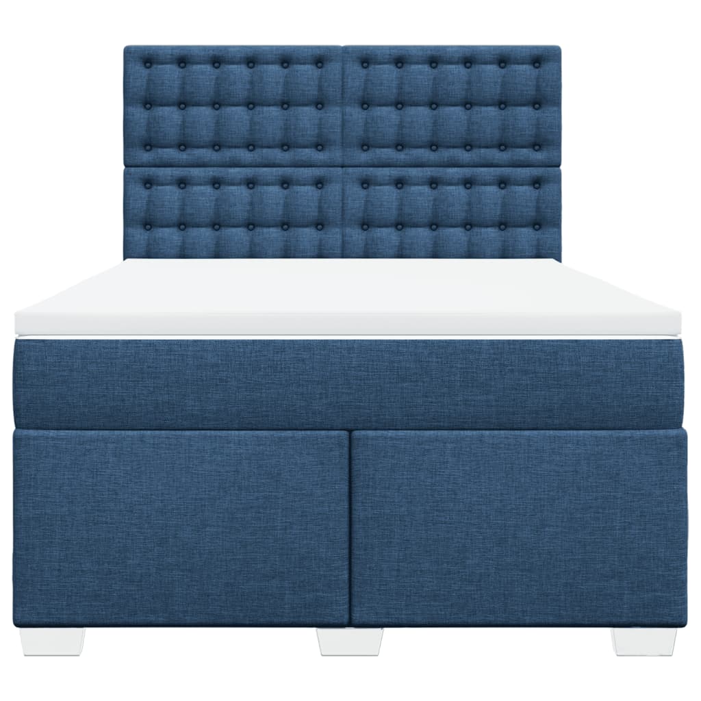 vidaXL Boxspring met matras stof blauw 140x200 cm, foto 4