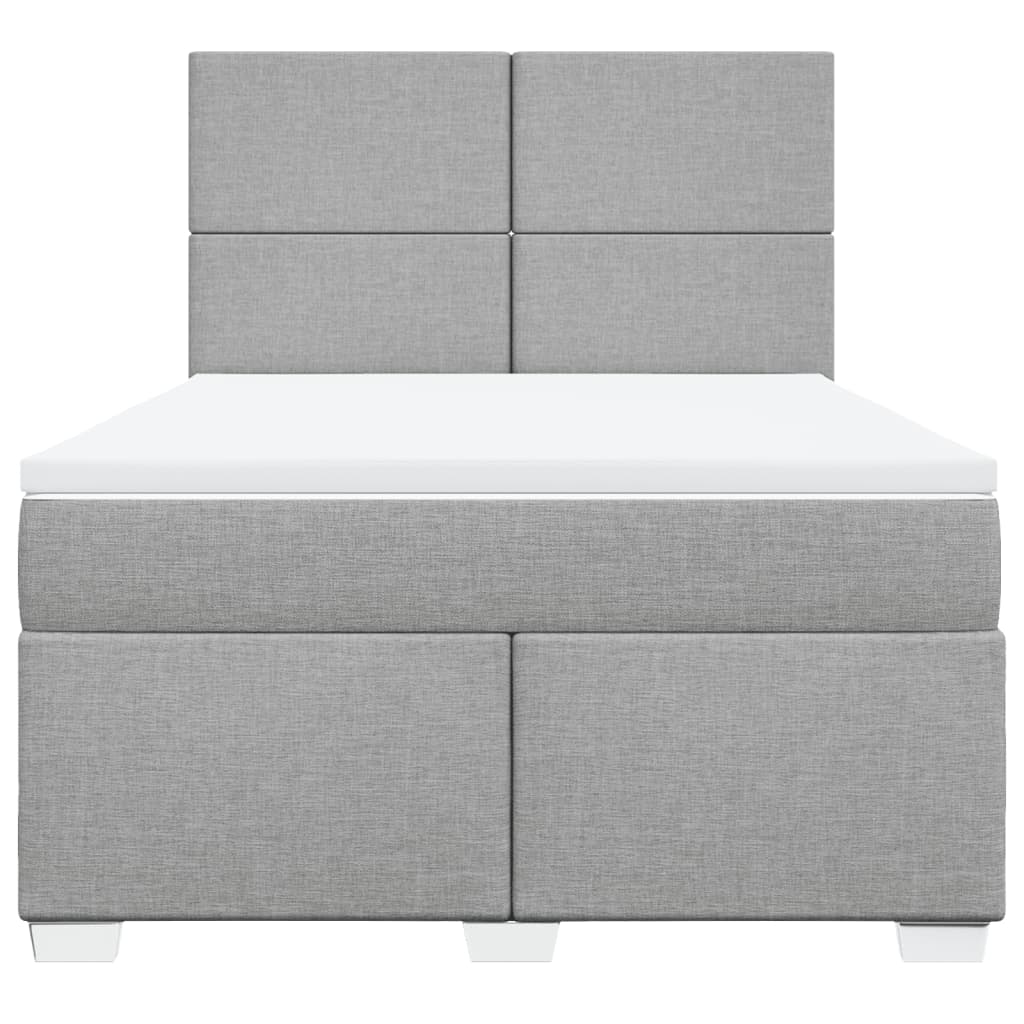 vidaXL Boxspring met matras stof lichtgrijs 160x200 cm grijs, foto 4