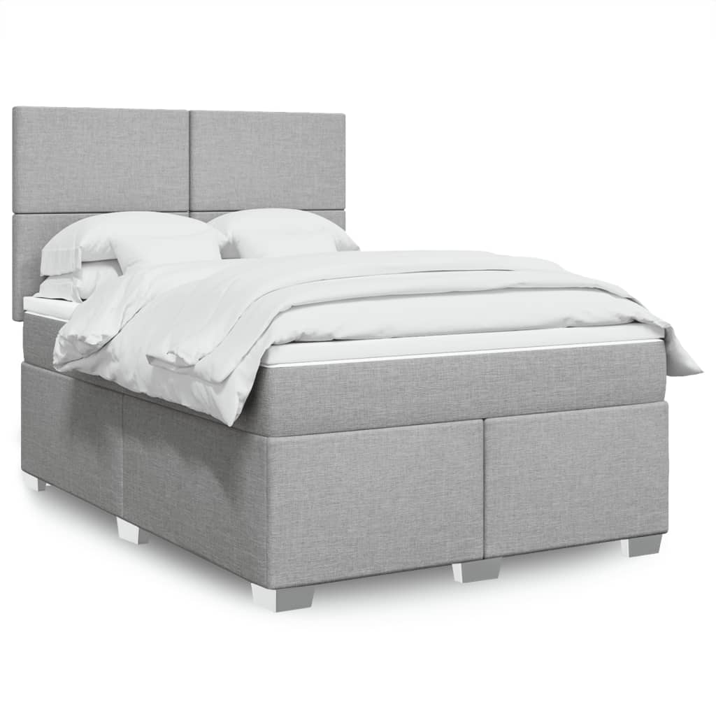 vidaXL Boxspringbett mit Matratze Hellgrau 160x200 cm Stoff