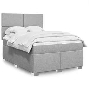 Box spring postel s matrací světle šedá 160 x 200 cm textil - obrázek 1