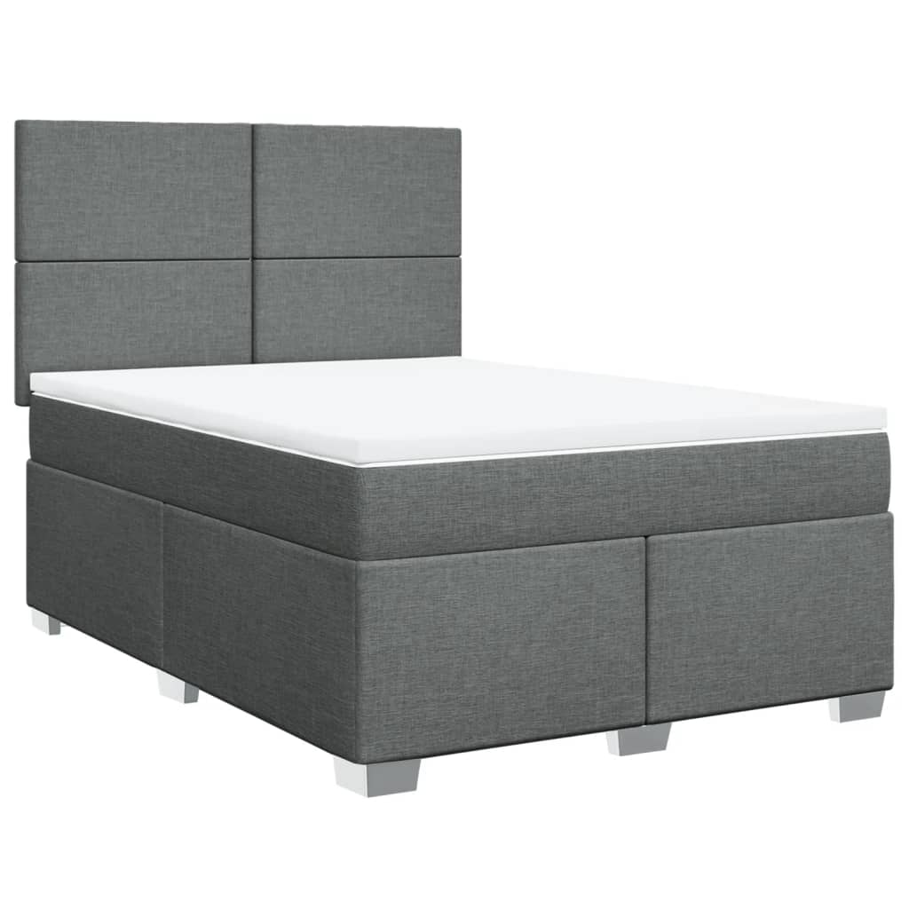 vidaXL Boxspring met matras stof donkergrijs 160x200 cm grijs, foto 3