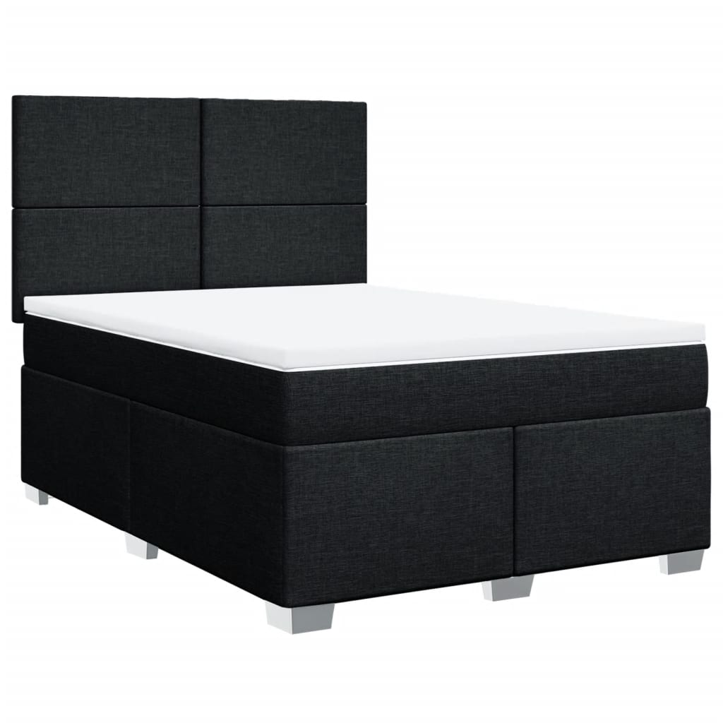 vidaXL Pat box spring cu saltea, negru, 160x200 cm, textil