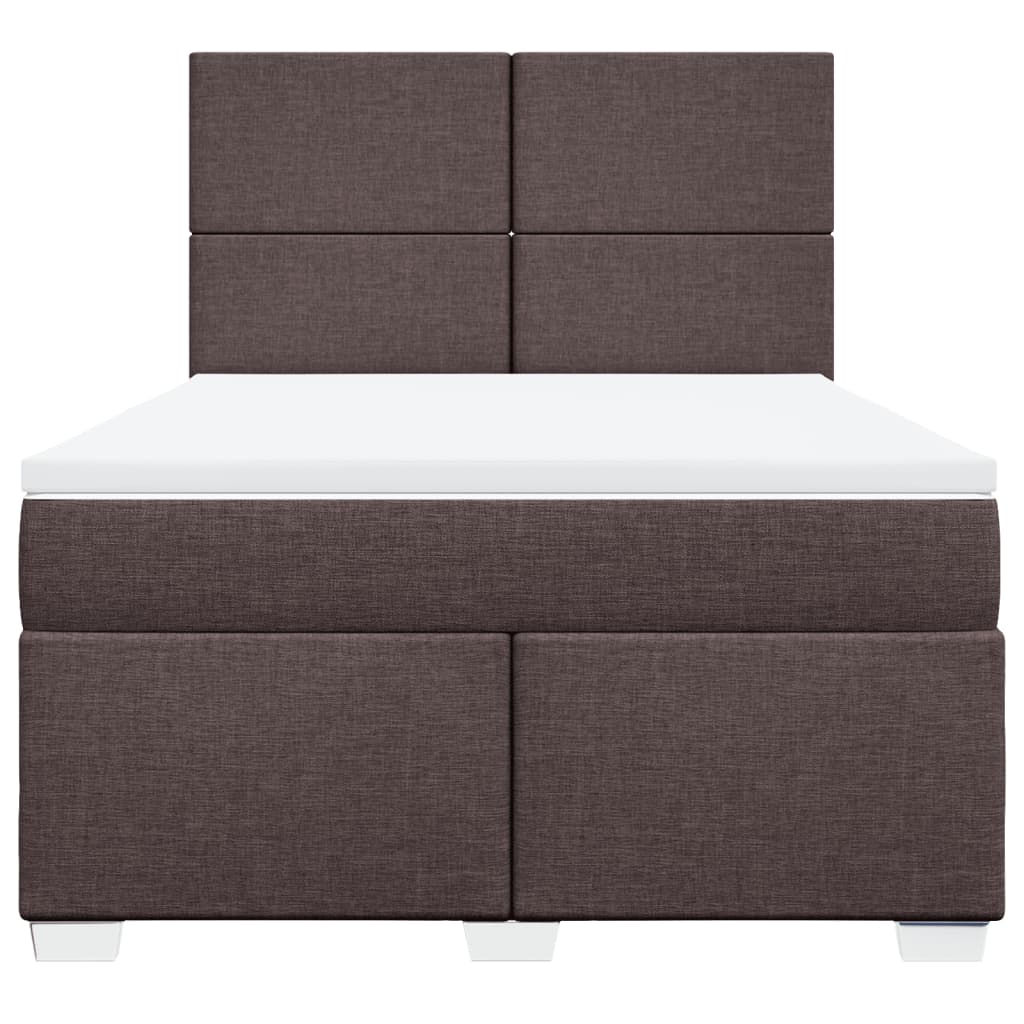 vidaXL Boxspring met matras stof donkerbruin 160x200 cm bruin, foto 4