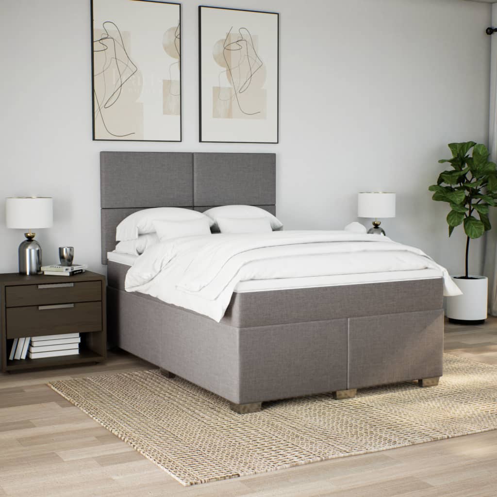 Thumbnail - vidaXL Boxspringbett mit Matratze Taupe 160x200 cm Stoff