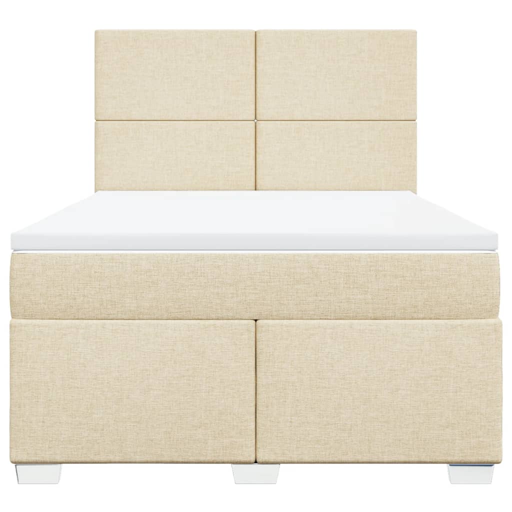 vidaXL Boxspring met matras stof crèmekleurig 160x200 cm, foto 4