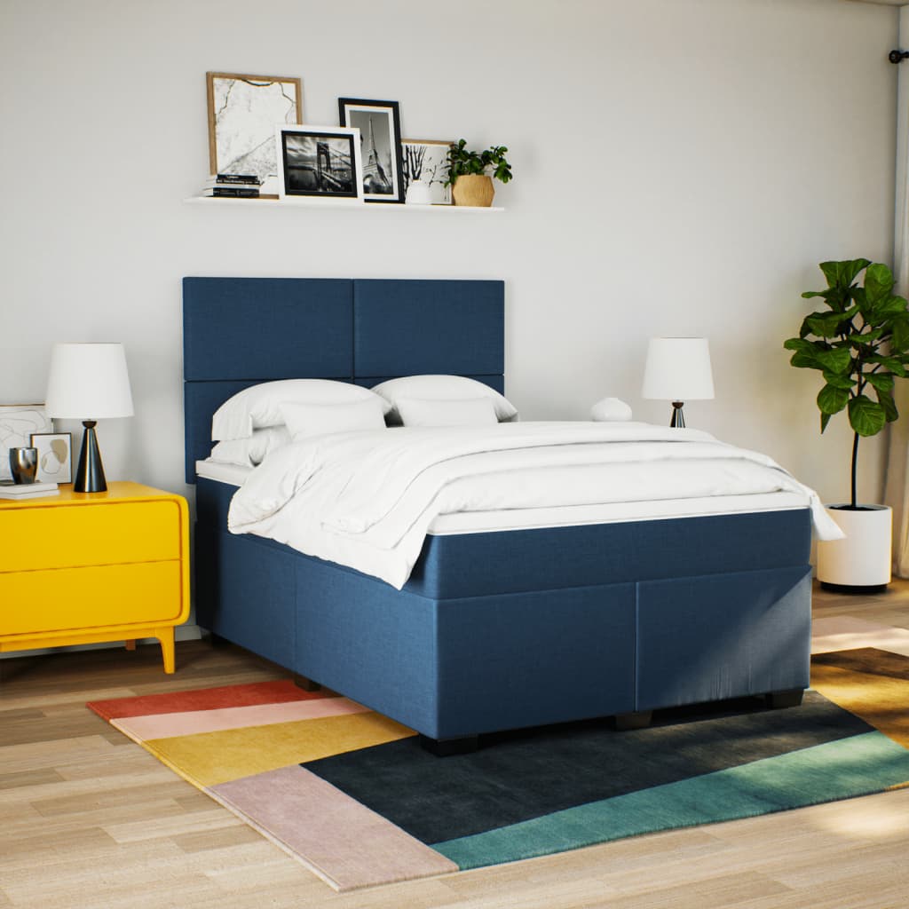 Thumbnail - vidaXL Boxspringbett mit Matratze Blau 160x200 cm Stoff
