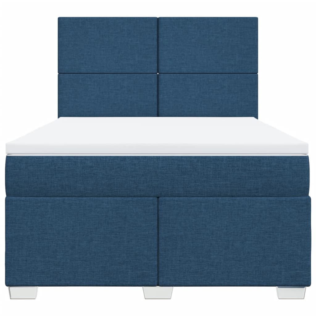 vidaXL Boxspring met matras stof blauw 160x200 cm, foto 4