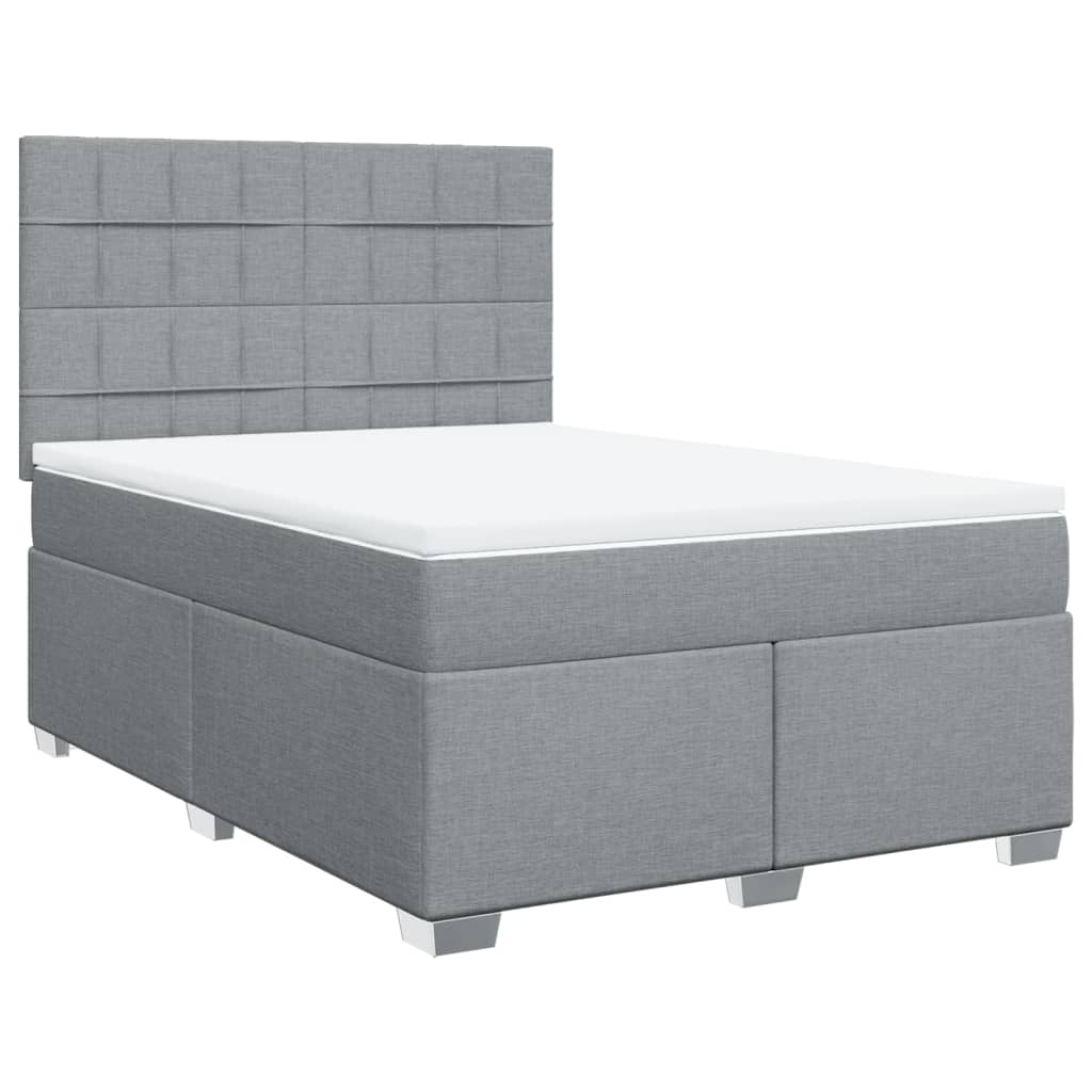 vidaXL Boxspring met matras stof lichtgrijs 160x200 cm grijs, foto 3
