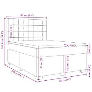 Box spring postel s matrací tmavě hnědá 160x200 cm textil - obrázek 13