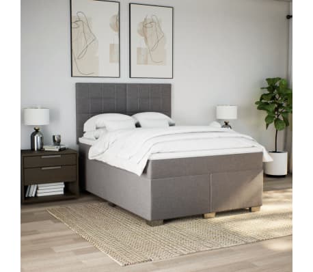 vidaXL Cama box spring con colchón tela gris taupe 160x200 cm