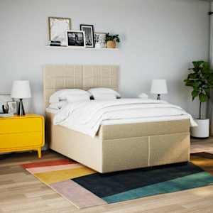 Box spring postel s matrací krémová 160x200 cm textil - obrázek 3