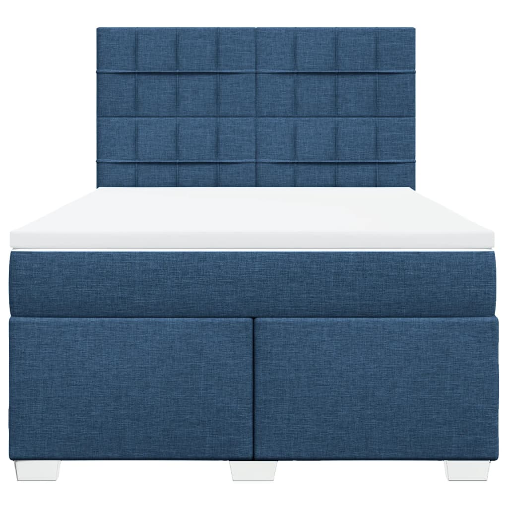 vidaXL Boxspring met matras stof blauw 160x200 cm, foto 4