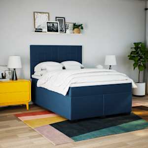 Box spring postel s matrací modrá 160x200 cm textil - obrázek 3