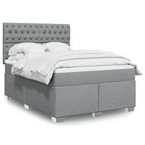 Box spring postel s matrací světle šedá 160 x 200 cm textil - obrázek 1