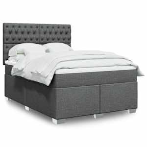 Box spring postel s matrací tmavě šedá 160x200 cm textil - obrázek 1