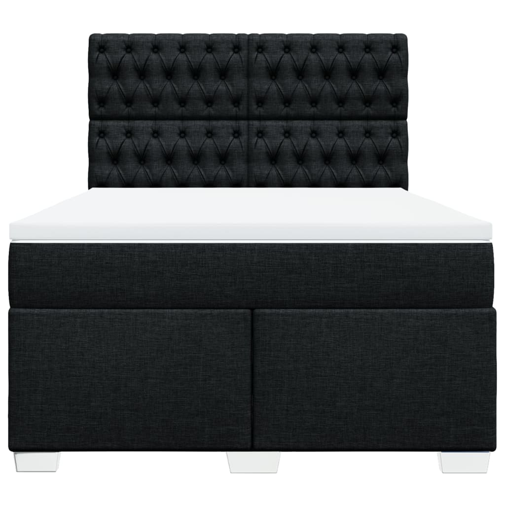 vidaXL Boxspring met matras stof zwart 160x200 cm, foto 4