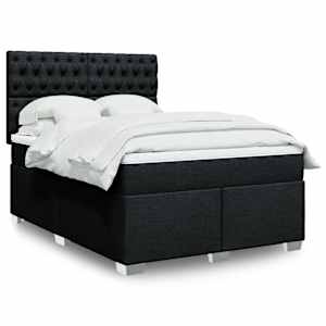 Box spring postel s matrací černá 160x200 cm textil - obrázek 1