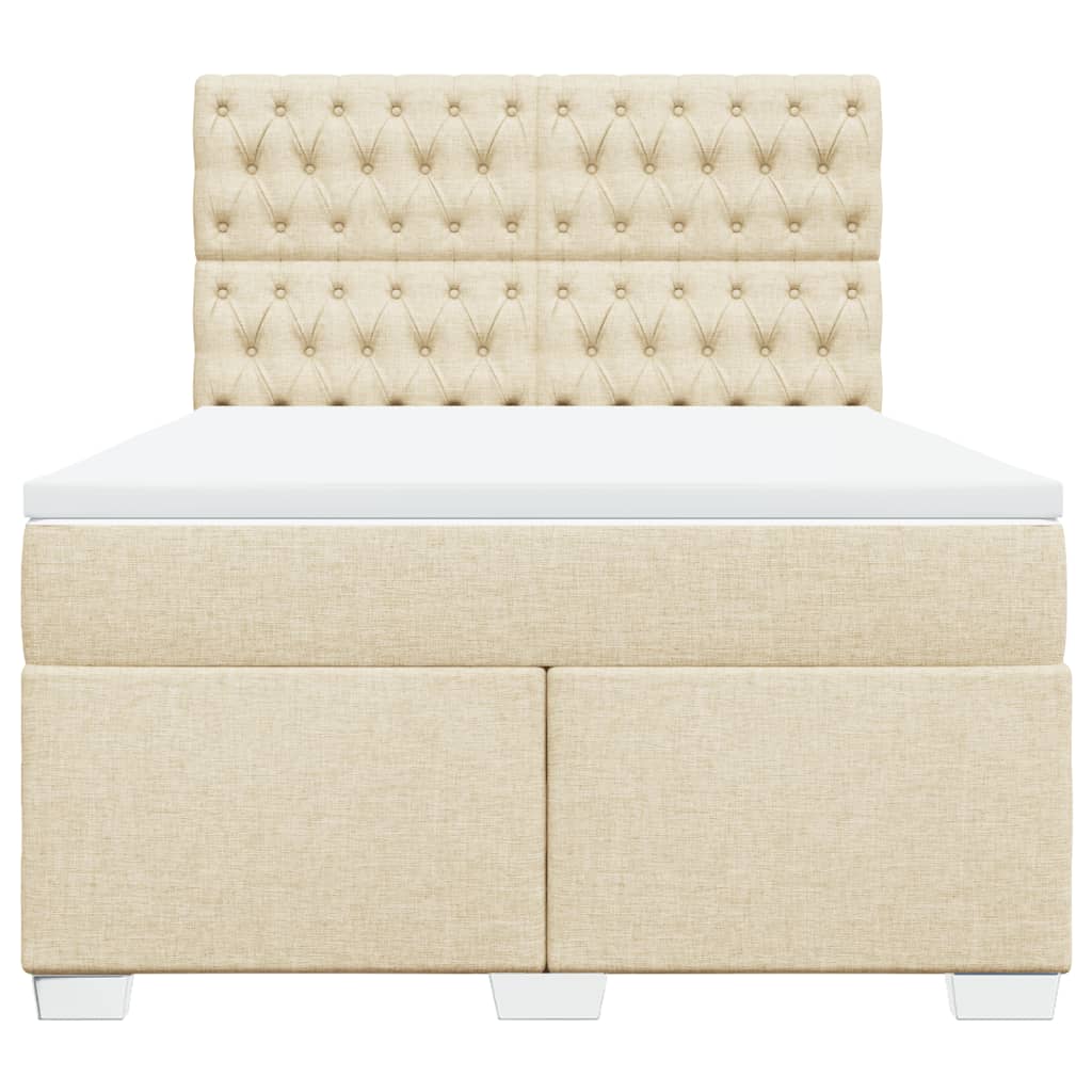 vidaXL Boxspring met matras stof crèmekleurig 160x200 cm, foto 4