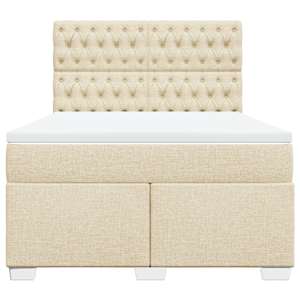 Box spring postel s matrací krémová 160x200 cm textil - obrázek 4