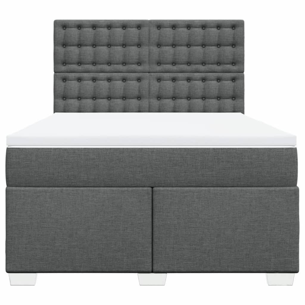 vidaXL Boxspring met matras stof donkergrijs 160x200 cm grijs, foto 4