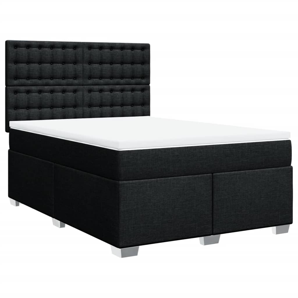 vidaXL Boxspring met matras stof zwart 160x200 cm, foto 3
