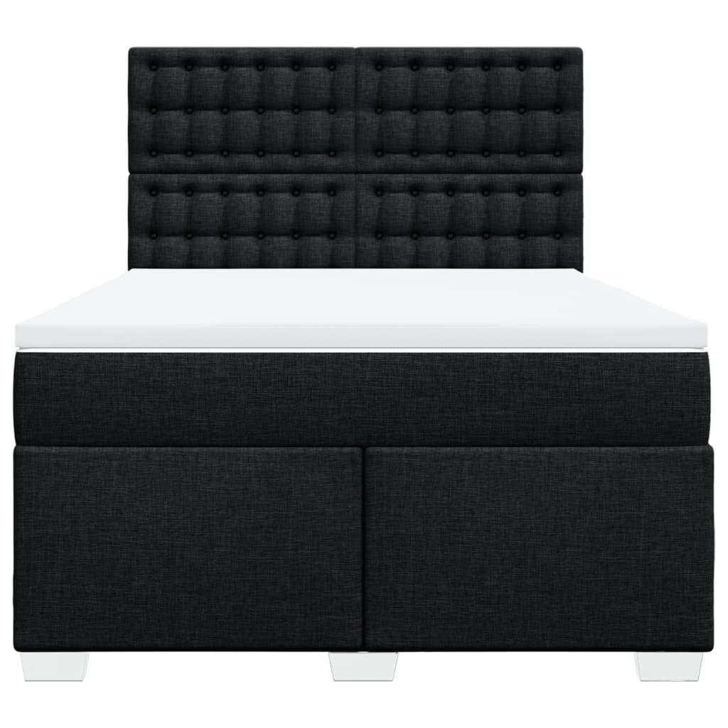 vidaXL Boxspring met matras stof zwart 160x200 cm, foto 4