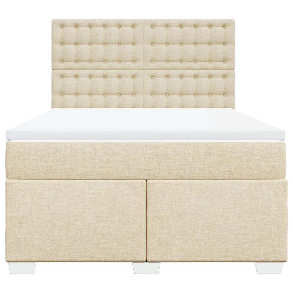 vidaXL Boxspring met matras stof crèmekleurig 160x200 cm, foto 4