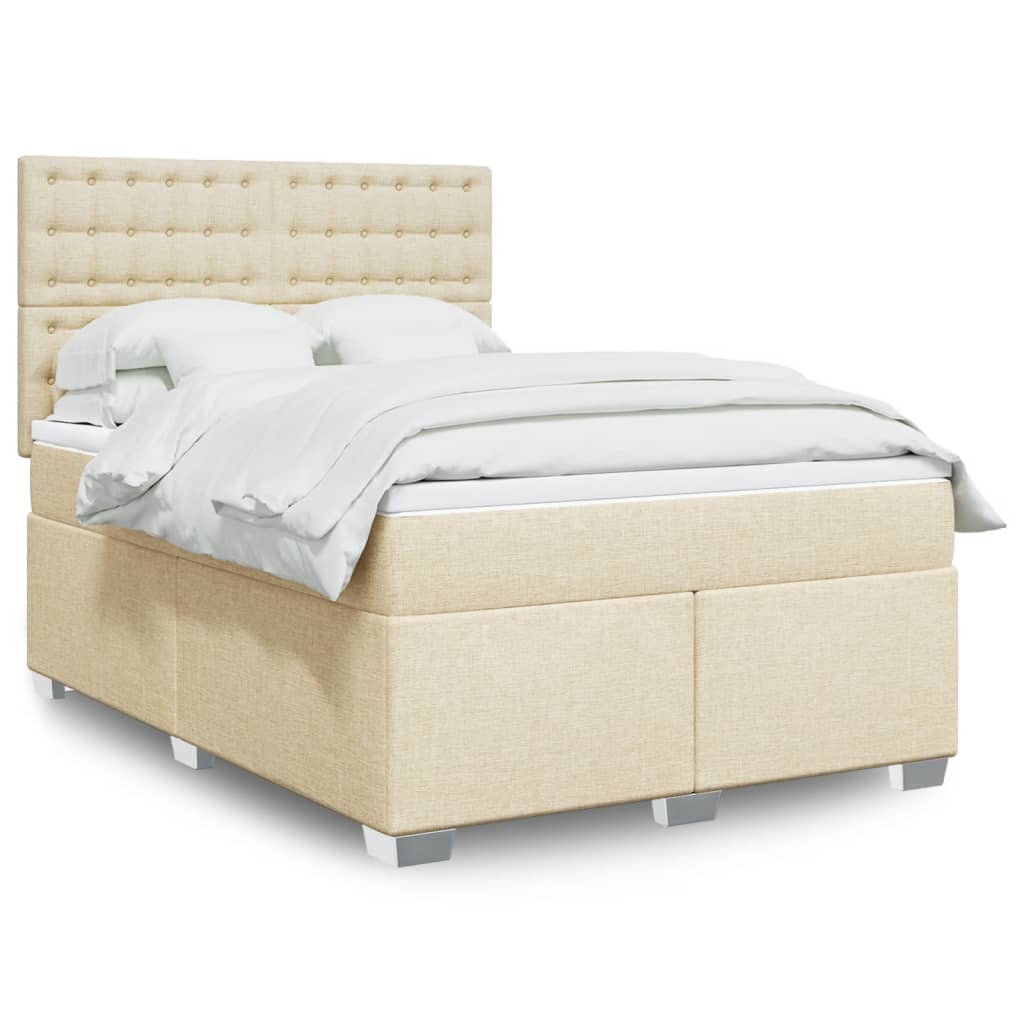 Boxspringbett mit Matratze Creme 160×200 cm Stoff