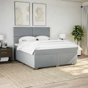 Box spring postel s matrací světle šedá 180 x 200 cm textil - obrázek 3