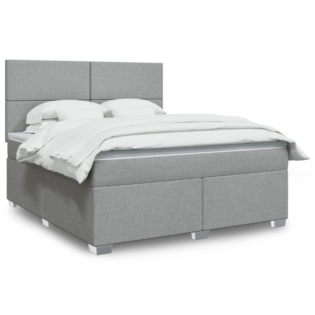 Boxspringbett mit Matratze Hellgrau 180×200 cm Stoff