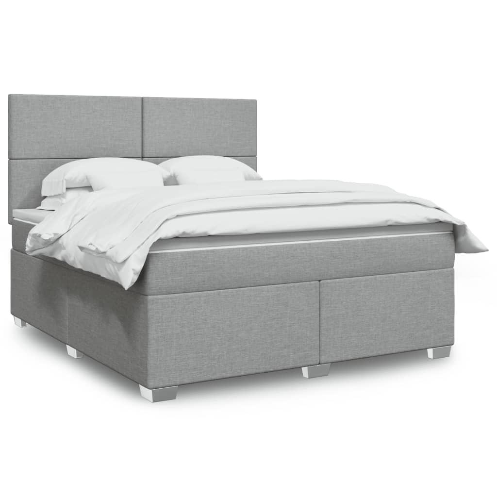 vidaXL Boxspringbett mit Matratze Hellgrau 180x200 cm Stoff