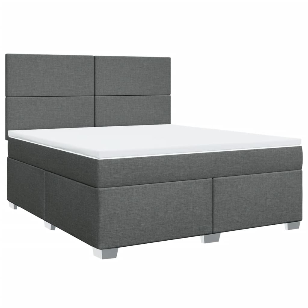 vidaXL Pat box spring cu saltea, gri închis, 180x200 cm, textil