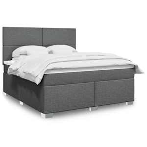 Box spring postel s matrací tmavě šedá 180x200 cm textil - obrázek 1