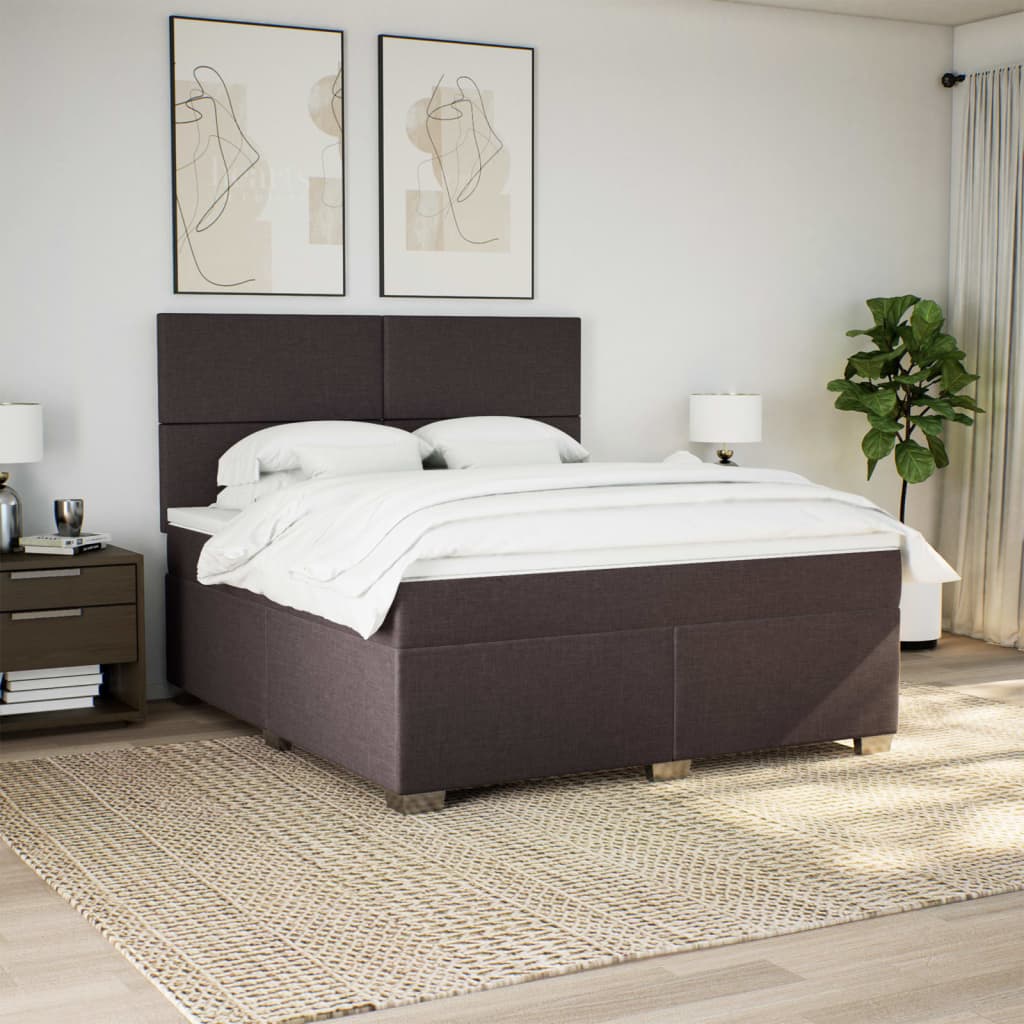 vidaXL Boxspring met matras stof donkerbruin 180x200 cm afbeelding