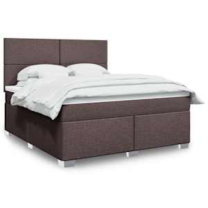 Box spring postel s matrací tmavě hnědá 180x200 cm textil - obrázek 1