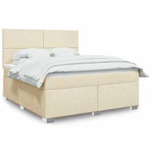 Box spring postelja z vzmetnico krem 180x200 cm blago