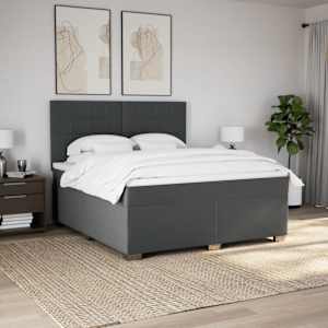 Box spring postel s matrací tmavě šedá 180x200 cm textil - obrázek 3