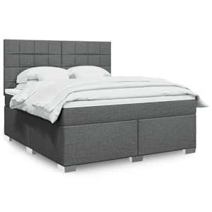 Box spring postel s matrací tmavě šedá 180x200 cm textil - obrázek 1