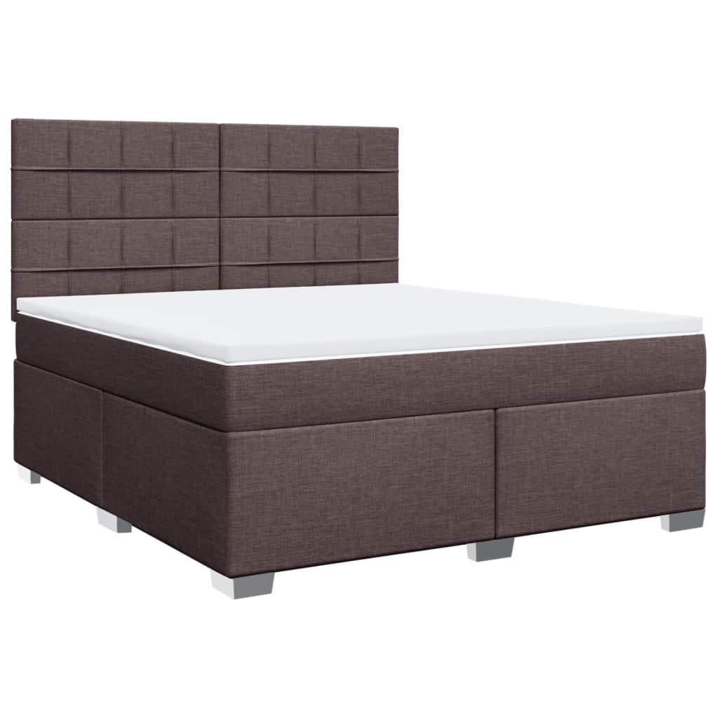 vidaXL Boxspring met matras stof donkerbruin 180x200 cm bruin, foto 3